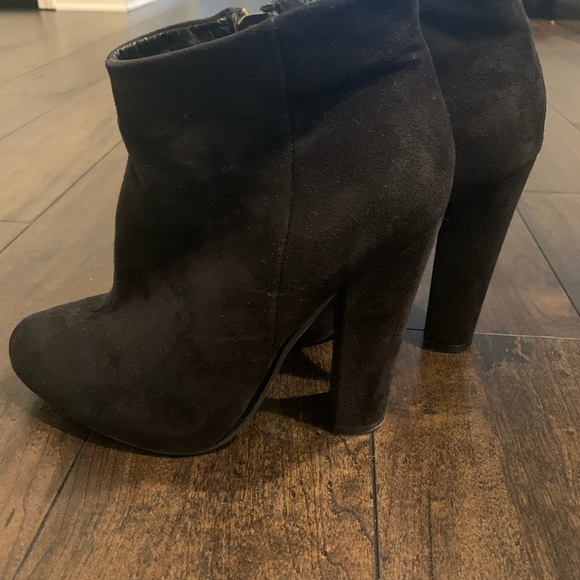 Diba Suede Gold Zipper Ankle Booties - Picture 6 of 8